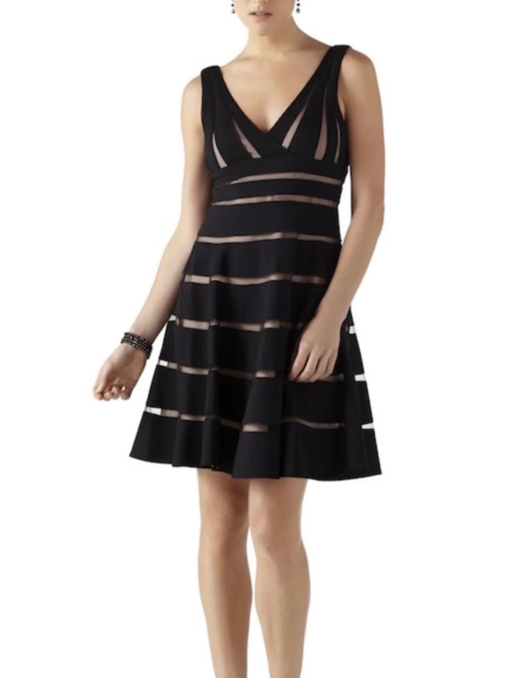 JS Collections Sleeveless Fit & Flare MIDI Dress Size 6 Black